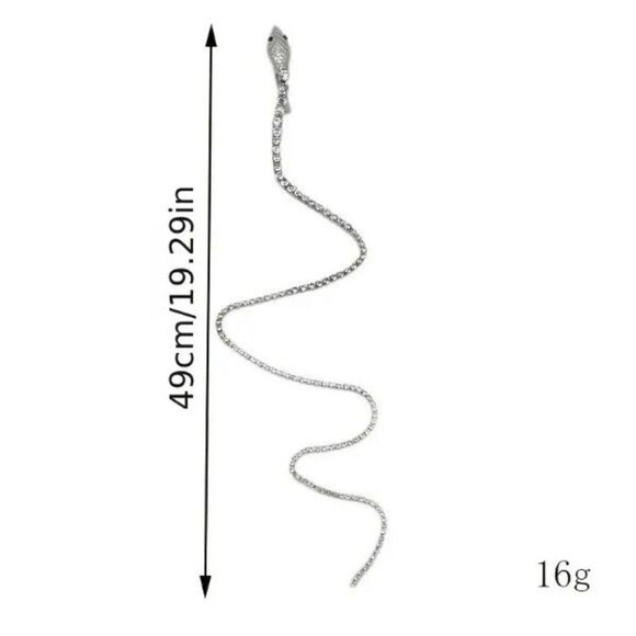 White Gold Diamond Snake Gothic Hair Clip - Picture 3 of 8